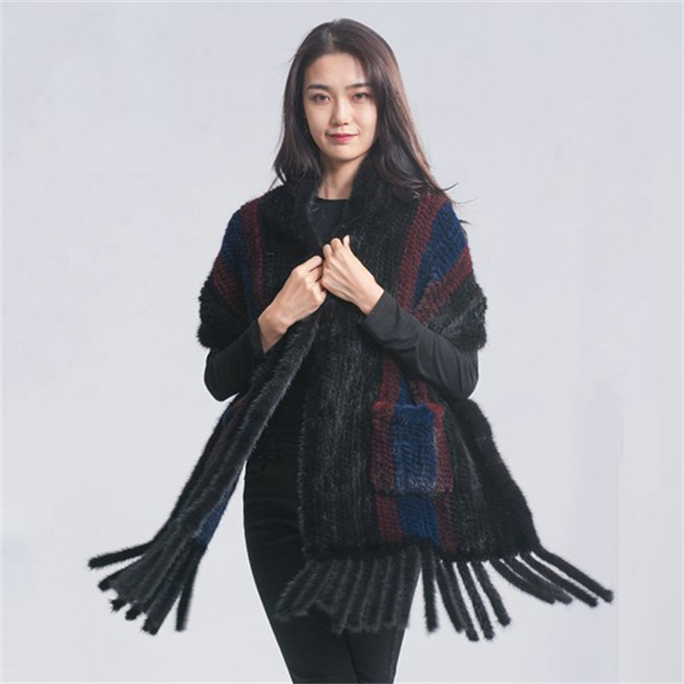 Wholesale Fashion Style Natural Demark Mink Fur Vest Autumn Winter Womens Mink Vest ine Pocket
