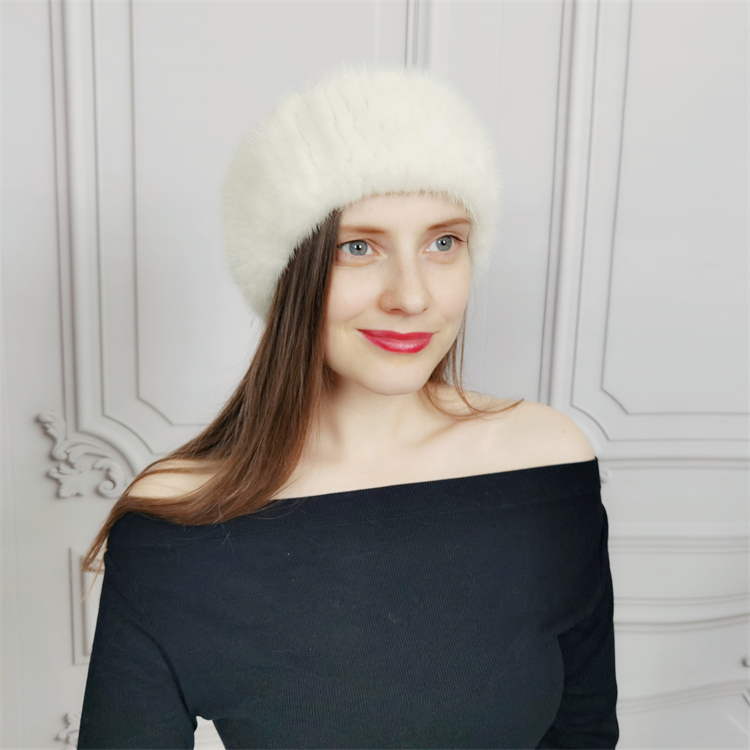 Factory Price Fashionable Winter Real Mink Fur Headband Stretchy Knitted Mink Fur Headband for Women