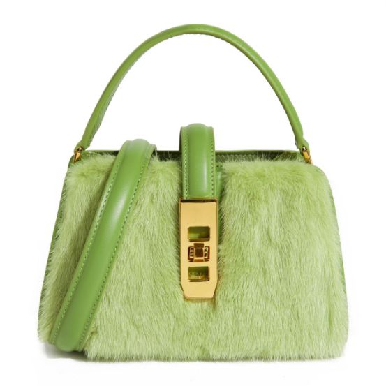 New Arrival Women's Luxury Tote Bags Handbag New Fashion Plush 100% Real Mink Fur Bag