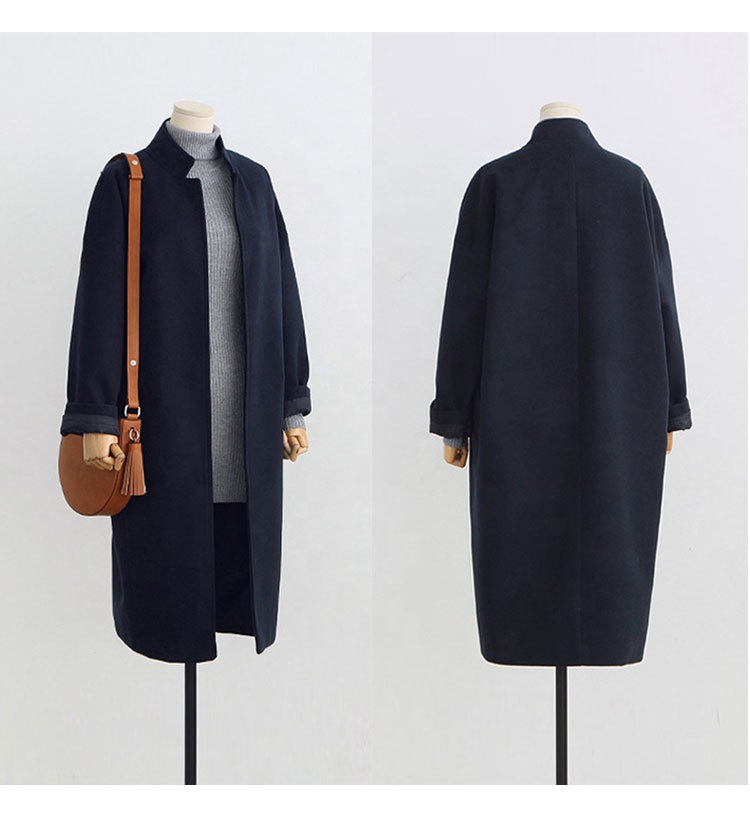 Grosir Custom Wol anget Trench Jaket Wanita oversize long cashmere wool jas