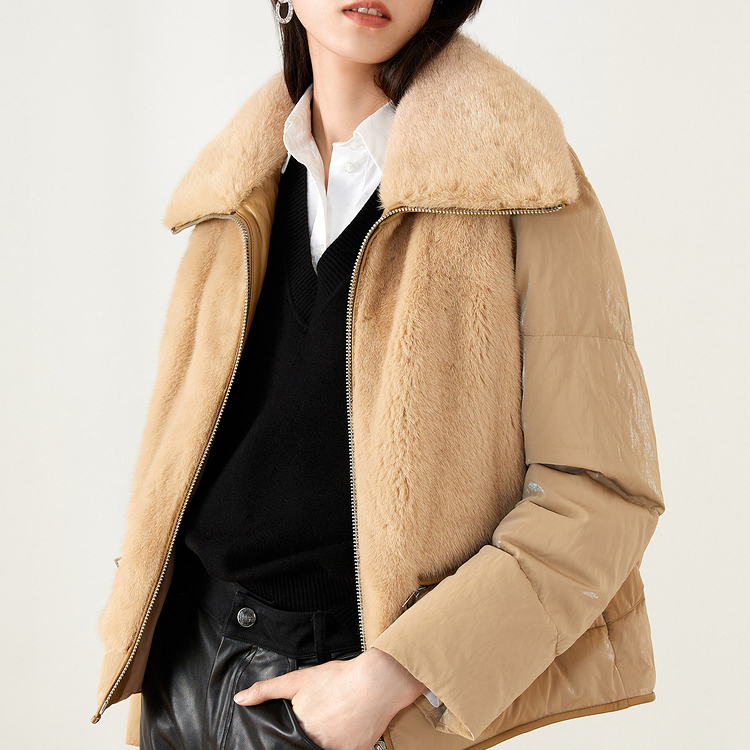HG7375 Bagong Luxury Elegant Fashion Real Imported High-end Mink Fur Big Collar Long Coat May Whole Mink Skin
