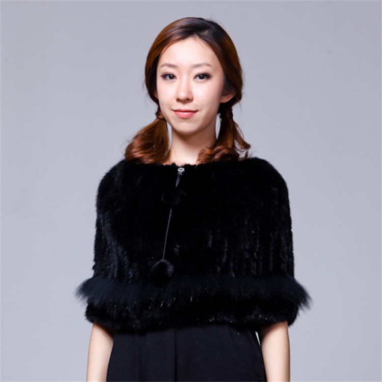 신축성 있는 고품질 겨울 패션 밍크 모피 숄 여성 리얼 밍크 모피 케이프