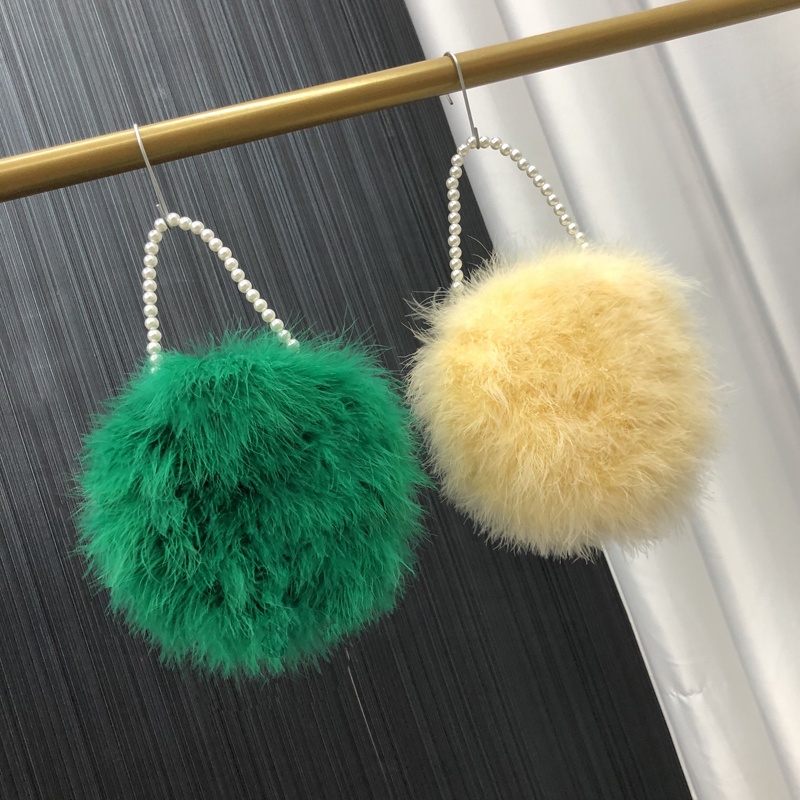 wholesale custom Plush Bag Female warm fluffy real ostrich bags women fur bag with logo