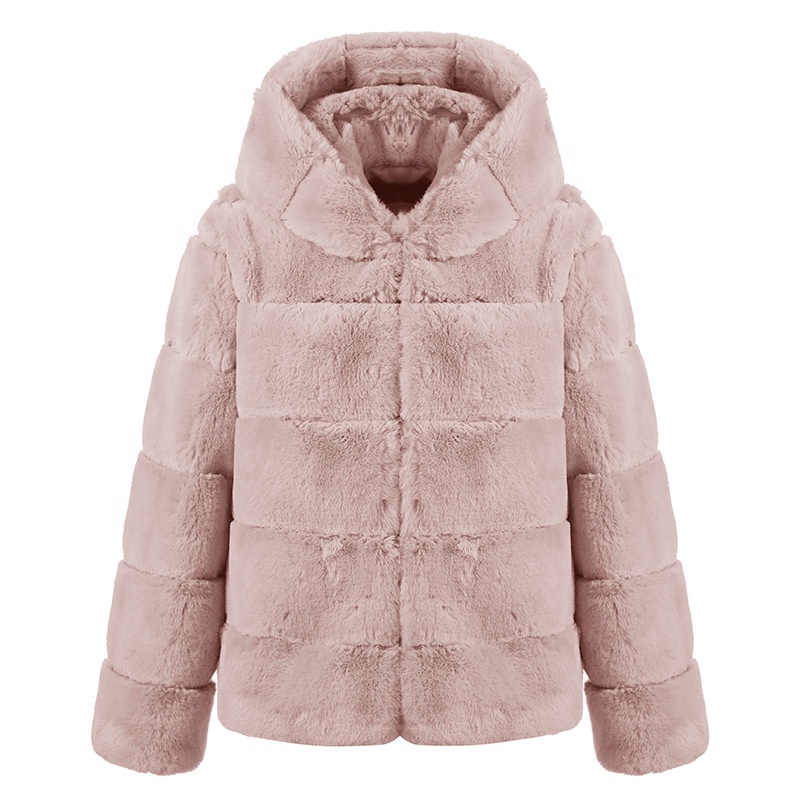 προσαρμοσμένα γυναικεία παλτό και ρούχα έξω από μέτρια χειμωνιάτικα μπουφάν κοντά κουκούλα με κουκούλα χοντρά ζεστά αφράτα γυναικεία παλτό από ψεύτικη γούνα