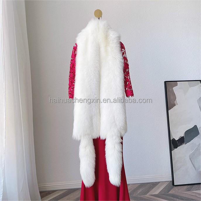 Wholesale custom genuine fur scarf collar Winter Women Warm Popular real Natural Fox fur scarves para sa mga kababaihan
