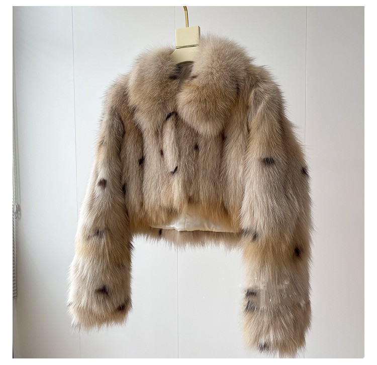HG7385 wholesale custom ລະດູຫນາວອົບອຸ່ນສັ້ນແບບທີ່ແທ້ຈິງ Fox jacket ມີ zipper ຄໍແມ່ຍິງເປືອກຫຸ້ມນອກ fur