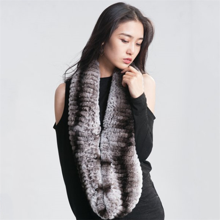 HHB699 Wholesale Fashion Warm Stretchy Rex Rabbit Loop Scarf Fur Women Rex Rabbit Fur Scarf