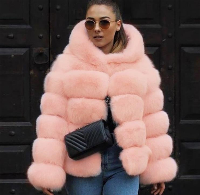 zimní plus size dámská bunda z umělé kožešiny z lišky kabát z umělé kožešiny