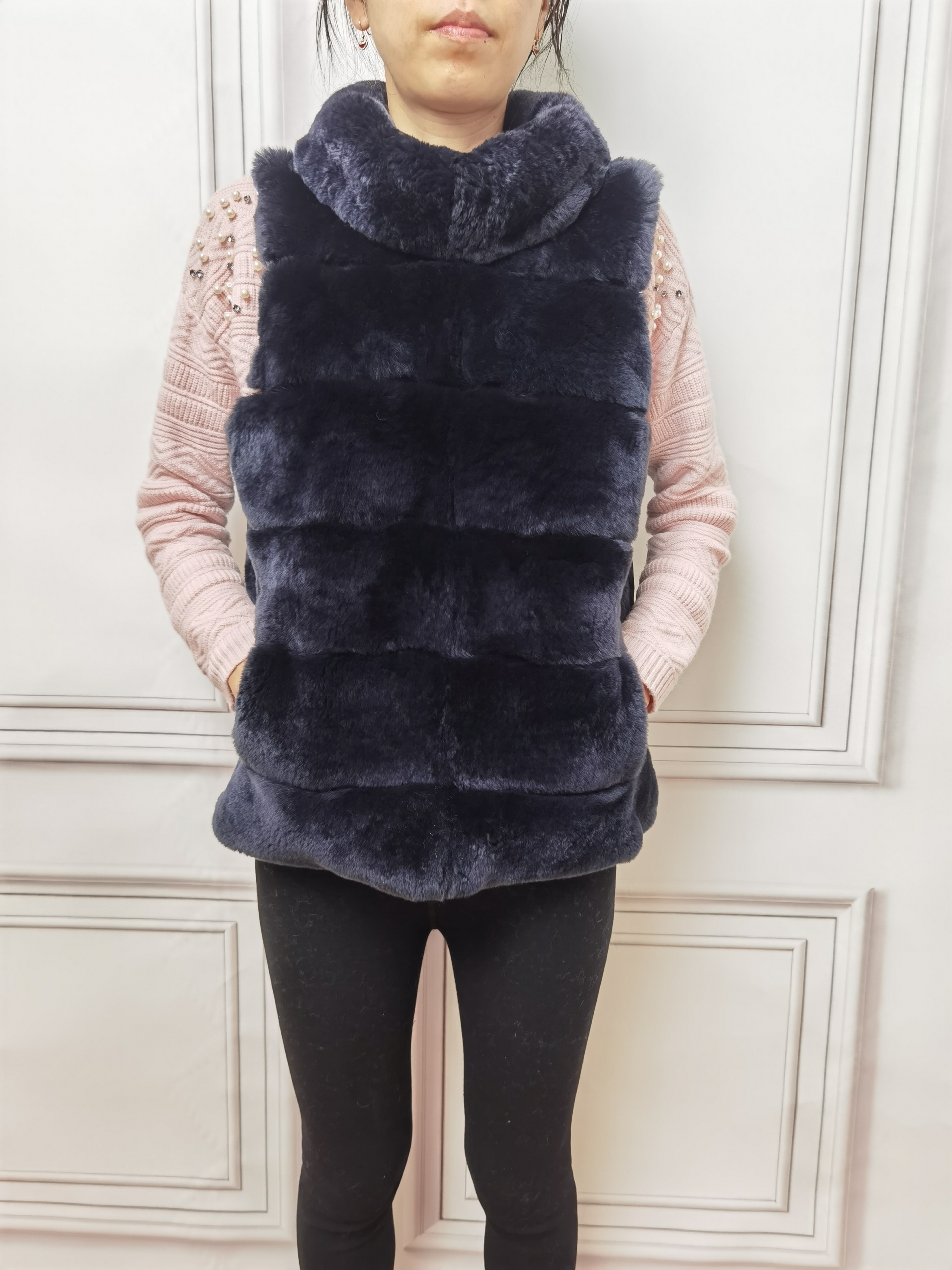 HG7036 የክረምት ሴቶች Femme Gilet Fur Waistcoats የሴቶች ታች እና የሬክስ ጥንቸል ልብሶች