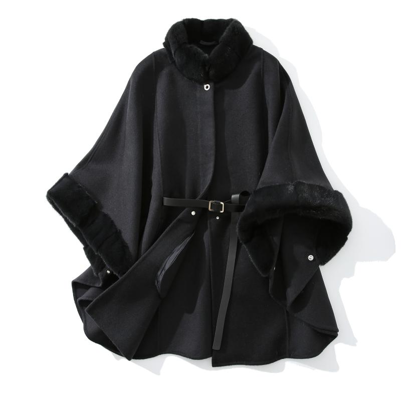 HG7139 Hot Sale Women Winter Mink Fur Coat 10% Wool 90% Cashmere Shawl Wholesale Winter Coats For Ladies