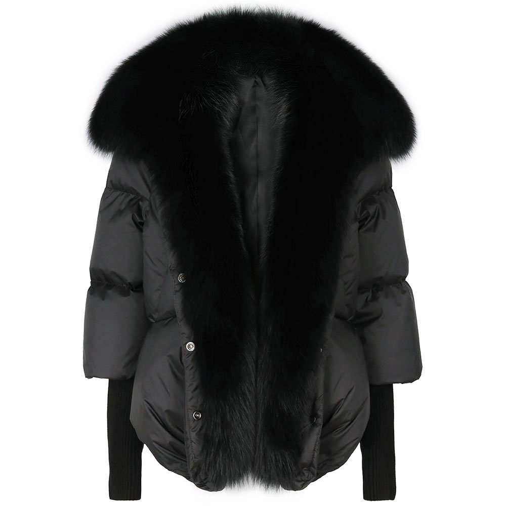 HG7456 커스텀 퀼팅 여성용 FUR 트리밍 다운 퍼퍼 코트 리얼 퍼 칼라 다운 재킷