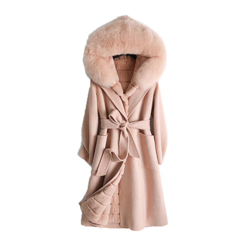 HG7511 Wool coat with FOX TRIM-106CM