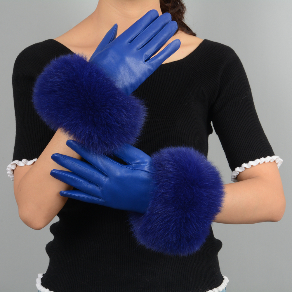 HT1251 LEAT AND FOX FUR GLOVE