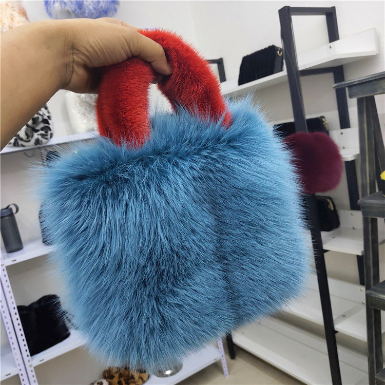 Luxury Women Bags Real Fox fur tote bag