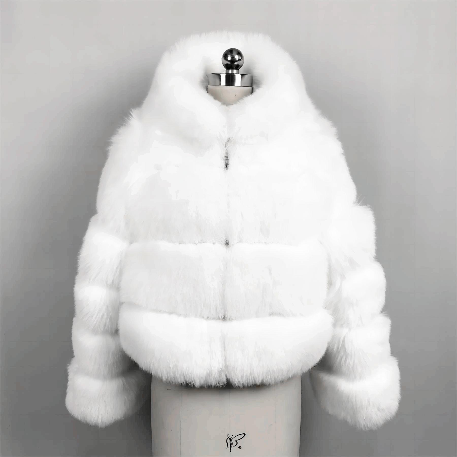 HG7383 hurtownia na zamówienie nowy zimowy ciepły, krótki płaszcz w stylu kurtka z prawdziwego futra lisa futro damskie