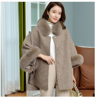 Vendita diretta in fabbrica inverno casual giacca di pelliccia di volpe shearling lana cappotti di cashmere scialli per le signore