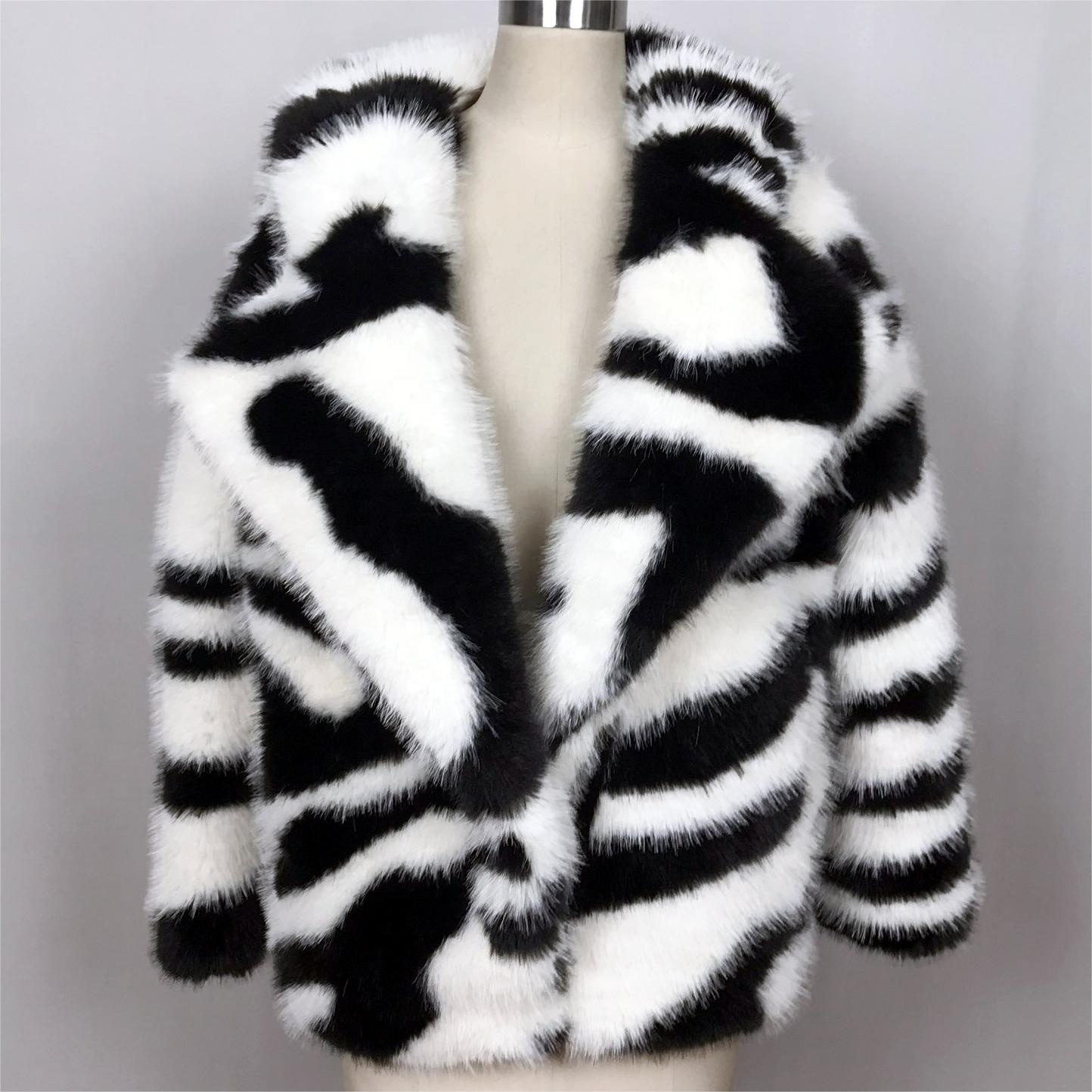 Wholesale Winter Custom Print Fur Jacket Integrated Women's Coat Suit Collar Imitation Fox Women Faux Fur Coat