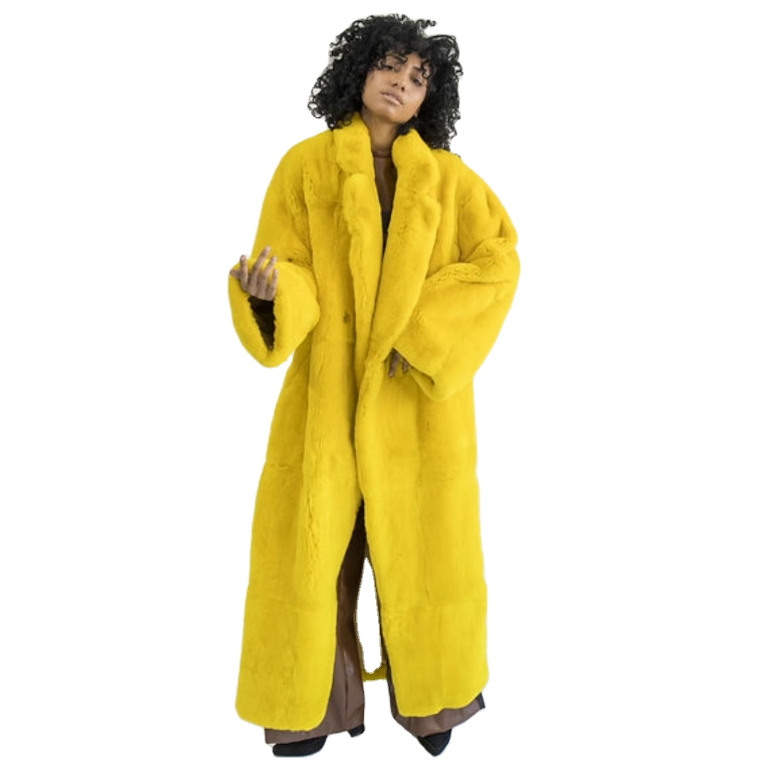Osunwon Gigun Sleeve Casual Wear Women Faux Mink Fur Coat Plain Dye Fake Fur Overcoat