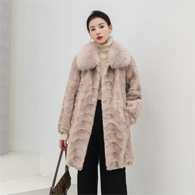 Winter Women Fox Fur Big Collar Mink Jacket Outerwear Mink Fur Jackets for Women