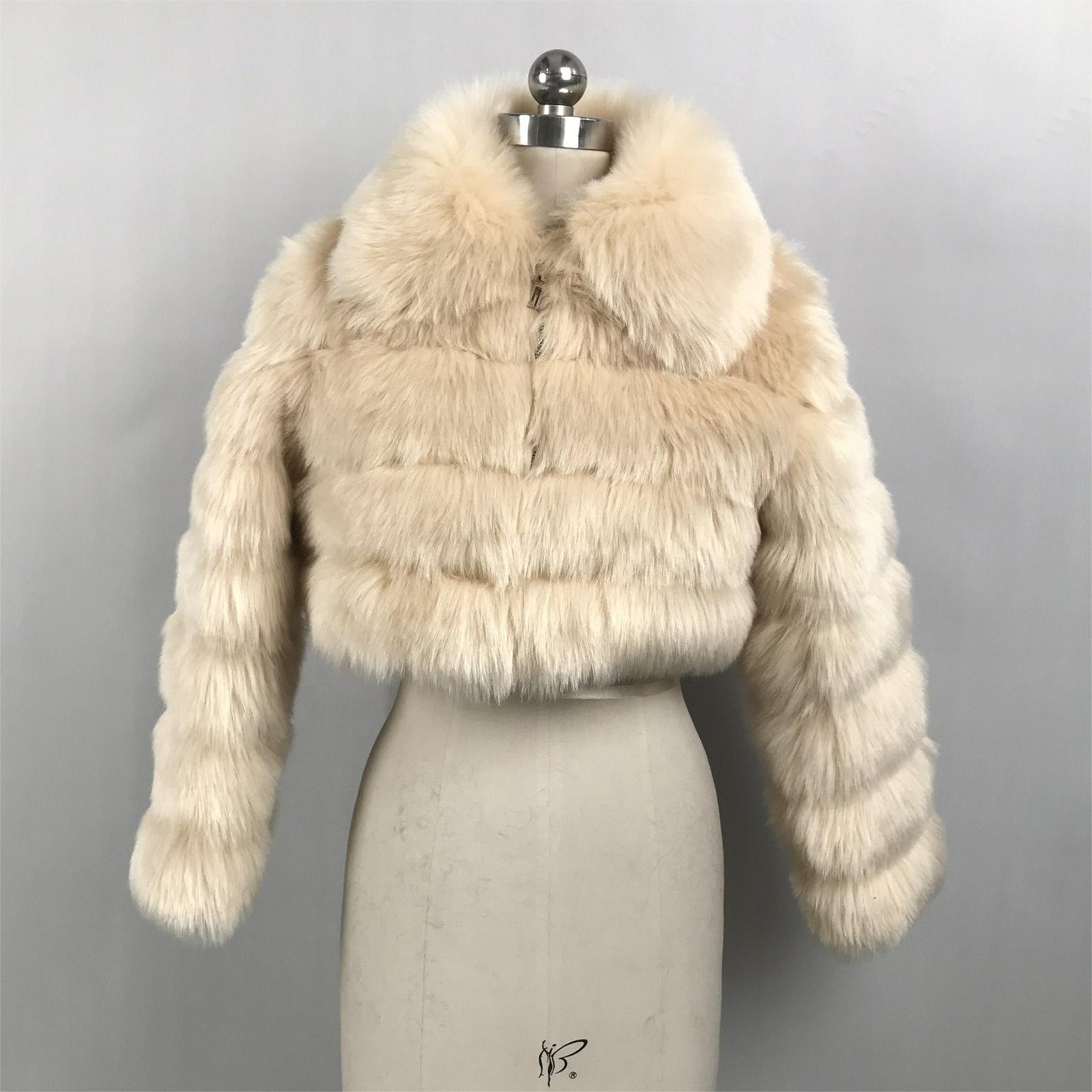 Jaket Atasan Wanita Ukuran Plus Kustom Mantel & Pakaian Luar Wanita Pendek Mantel Bulu Palsu Potongan Musim Dingin Sederhana Wanita