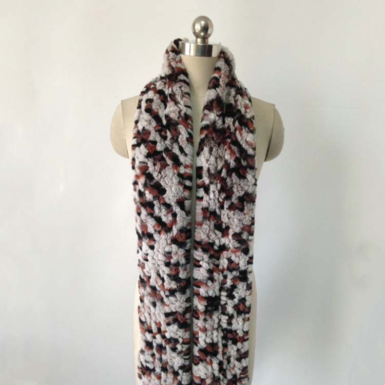 HHB253 Жіночі шарфи з довгим хутряним коміром із кролика рекса