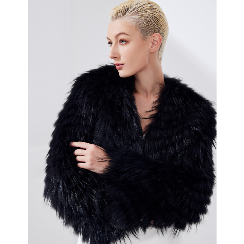 HG7371 Custom Wholesale Winter Natural Raccoon Coat Fur Jacket Women Cropped Plus Size Luxury Lady Colorful Full Sleeve Real Fur Coat