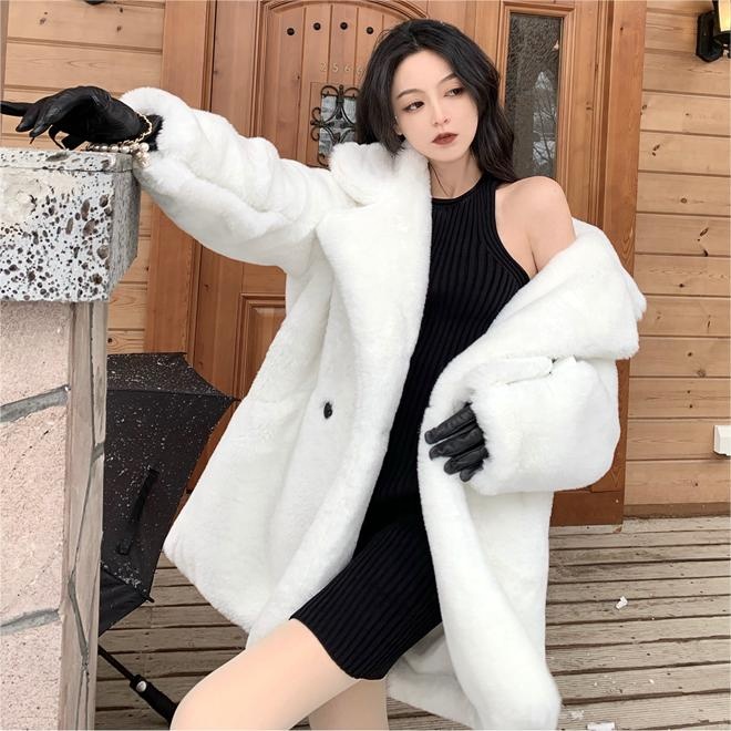 prilagođeni ženski kaputi i vanjska odjeća za veće veličine skromne zimske jakne duge s velikim ovratnikom pahuljasti ženski kaput od umjetnog krzna