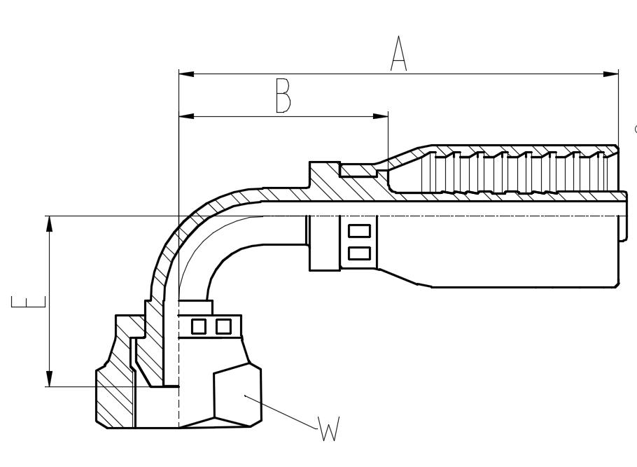 Британська стандартна труба 60°, конус, 90° зігнута труба, внутрішній шарнір-FBSPX90