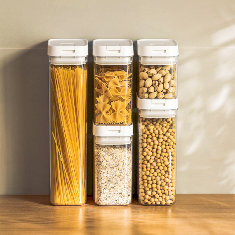 Dipòsit d'emmagatzematge d'aliments transparent de cuina de 500 ml i 800 ml de capacitat diferent