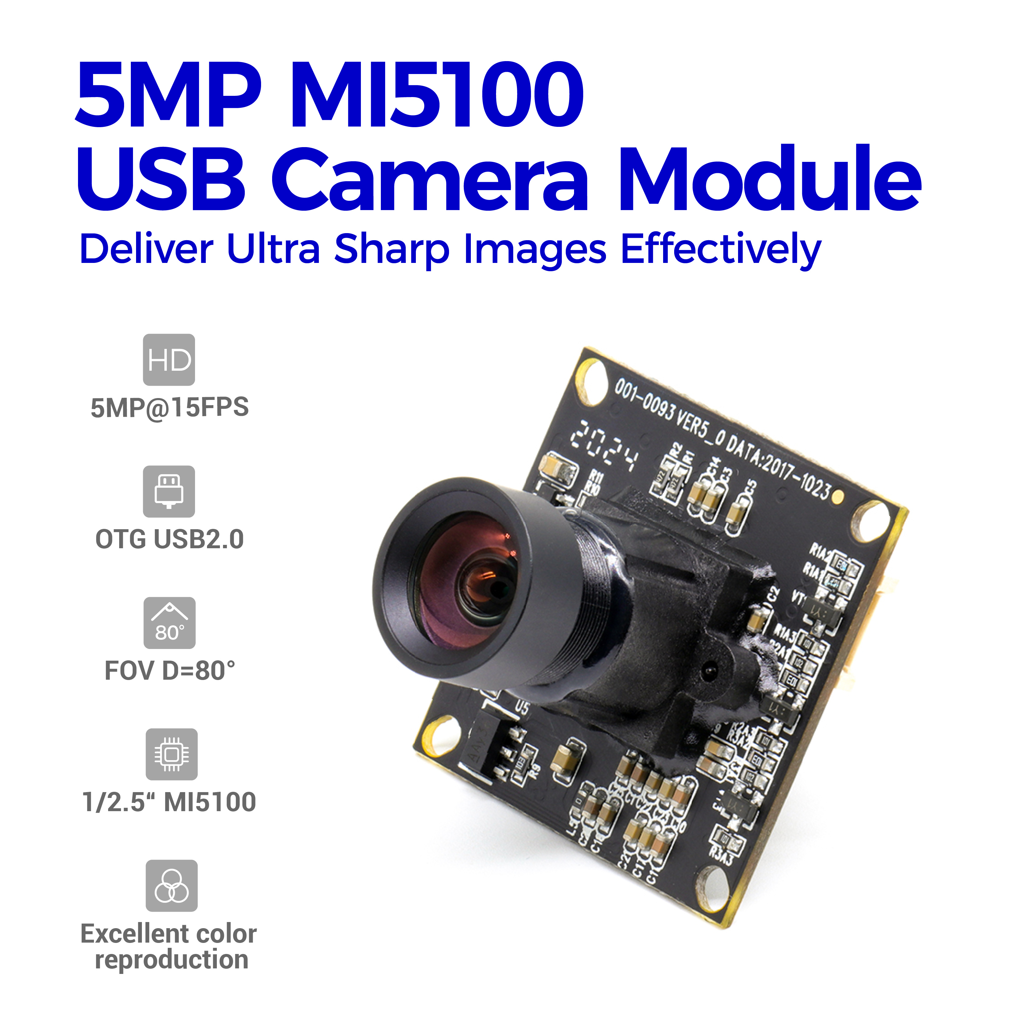 स्किन डिटेक्टर फीचर्ड इमेज के लिए 5MP USB कैमरा मॉड्यूल