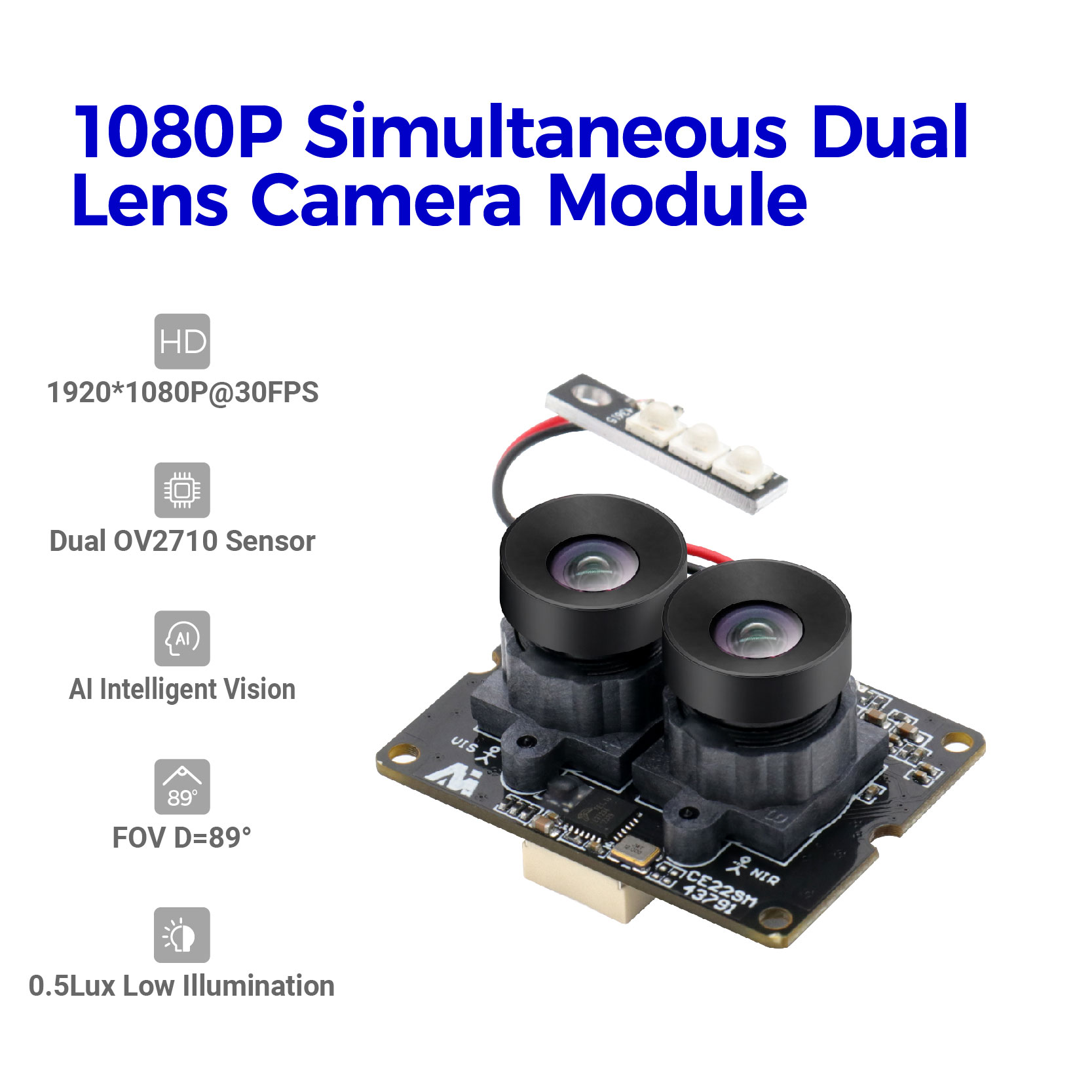 Moduli i kamerës me lente të dyfishta me dritë të ulët OV2710