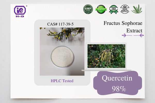 ანთების საწინააღმდეგო ექსტრაქტი CAS 117-39-5 Quercetin Powder მაღალი სისუფთავის 99% Quercetin ნედლეული Quercetin