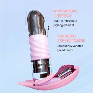 Thrusting G-spot Dildo Panty Vibrator- Wearable Remote Control 3 Hom 10 Vibrating Cov Khoom Ua Si Rau Cov Poj Niam (Pink)