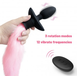 Амазон бестселер со далечински управуван приклучок за задник за кучешка опашка Вибрирачки масер за секс играчки