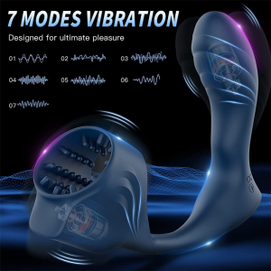 Prostate Massager Vibrator with Cock Ring – 7 ໂຫມດການສັ່ນສະເທືອນ ແລະ ການຄວບຄຸມໄລຍະໄກຂອງປລັກສຽບຄວາມຮ້ອນ