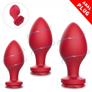 Domlust Rose Petal Vibrator Anal Vibrator with Suction Cup ແລະຫຼາຍຂະຫນາດ