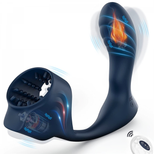 Wibrator do masażu prostaty z pierścieniem na penisa – 7 trybów wibracji i pilot z wtyczką grzewczą
