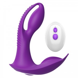 Wireless Remote Control Vibrator Hollow Butt Plug Vibrator with Double-Longued C-Spot Stimulation [DL-WV-038]