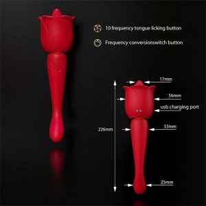 【DL-ROSE-223a】 2-in-1 Rose Licking Vibrating Massager.Reade wyn