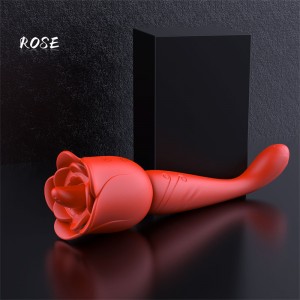 【DL-ROSE-223a】Vibrirajoča masažna naprava 2 v 1 za lizanje vrtnic.Rdeče vino
