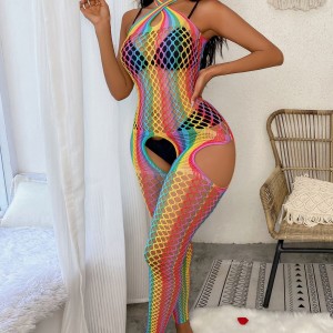 Amazon အရောင်းရဆုံး 2023 အသစ်ရောက်ရှိလာသည့် Rainbow Erotic Sexy Mesh Bodysuit SC-YDC03