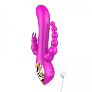 Kev Pom Zoo Muag: Triple-Dragon Vibrating AV Wand for G-spot Clitoral Anus Multiple Stimulation for Women Sex Toys [DL-WV-Y018]