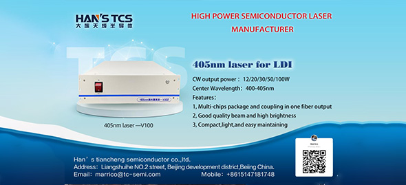 در مارس 2022، Han's TCS لیزر 405 نانومتری 100 وات را راه اندازی کرد.