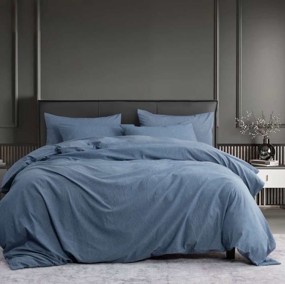 100% Washed Cotton Soft&Breathable Duvet Cover 3 Pieces Bedding Set