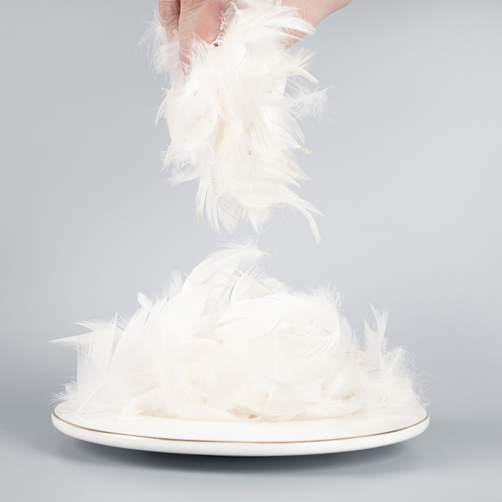 Tvättad vit gåsfjäder 4-6 cm