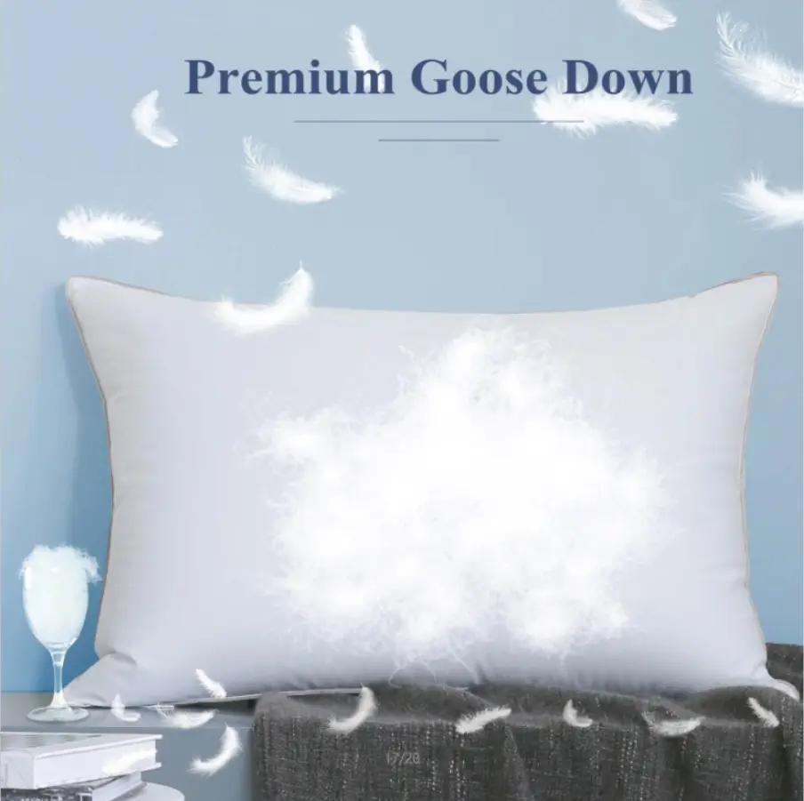 75% White Goose Down Pillow Insert -angkop para sa Side at Back Sleeper-100% Organic Satin Cotton Cover Bed Pillows