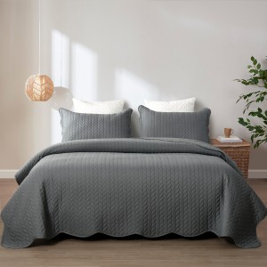 OEM Famous Peach Bedding Manufacturers –  All Season Quilt Set 3 Piece Bedspread Coverlet Set Grey – HANYUN