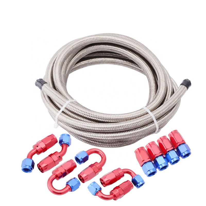 HaoFa -8AN AN8 Stainless Steel Braided Hose Rubber Hoses & Fitting Hose Kit