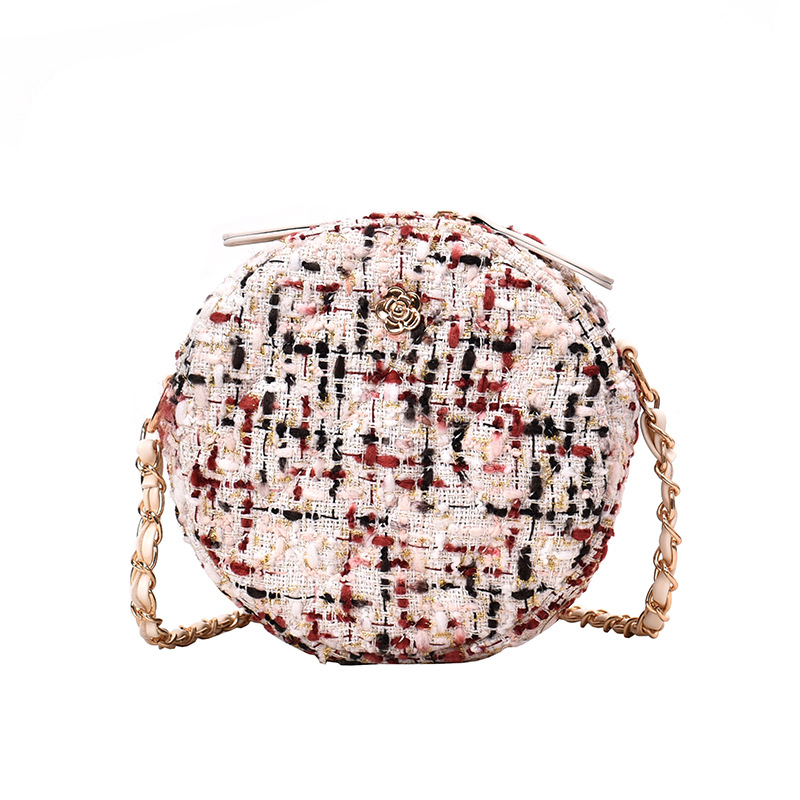 round cakes package handbag lady shopping Bag flower rhomboids woolen fashion mini Handbags