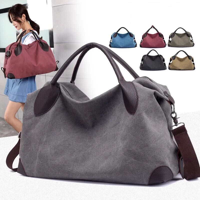 Wholesale Casual Canvas Messenger Shoulder Bag Big Capacity Leather Gym Travel Bag
